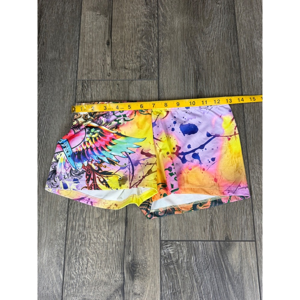 Funky Diva Just Dance Graphic Booty Shorts Multicolor Small Y2K Rave Festival - Picture 7 of 11